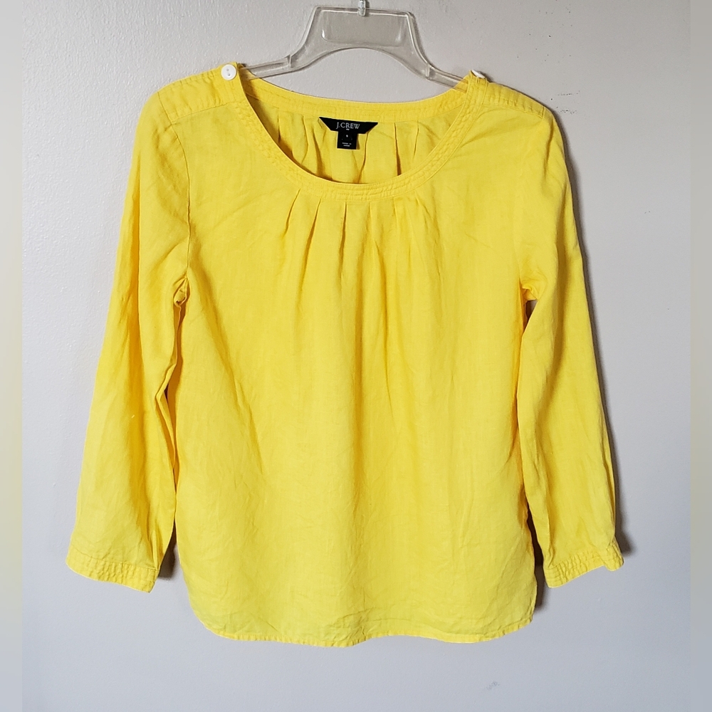 100% Linen J. Crew Women's Bright Yellow Top Size Small